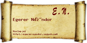 Egerer Nándor névjegykártya